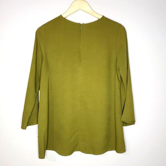 🦋3/$25 Topshop Size 2 Olive Green ¾ Sleeve Oversized Boho Top Tunic - Picture 3 of 10